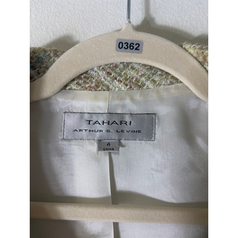 Tahari Light Green&Brown Tweed Skirt Suit Sz 4 - Picture 2 of 5